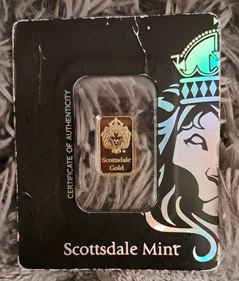 2 Gram Scottsdale Lion .9999 Fine Gold Bar in Assay New Sealed "CERTI - LOCK " - Image 1 of 2