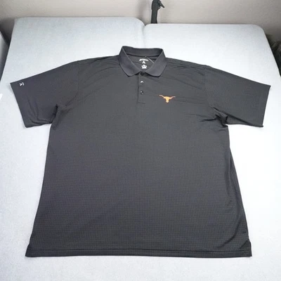 Camisa Polo Texas Longhorns Para Hombres XXL Negra NCAA Antigua Patrón de Rejilla Bordada Foto 1 de 4