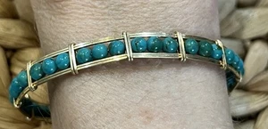 Brazalete de curación con envoltura de alambre relleno de oro de piedra azul - Imagen 1 de 6