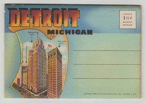 Michigan, Detroit, Linen Souvenir Folder/Multi Views - Picture 1 of 1
