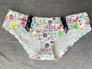 VICTORIA'S SECRET PINK COTTON GRAFFITI GRAPHIC HIPSTER PANTY BOW STRETCH M NEW - Picture 1 of 8