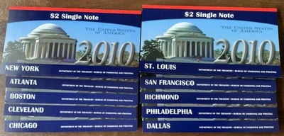COMPLETE FULL SET OF 10 FRB - 2010 $2 Single Note 2003A Federal Reserve Banks - Image 1 of 4