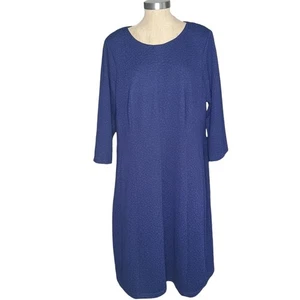 Adrianna Papell Dress 16W Navy Blue Textured Lined Pockets A-Line Stretch Party - Picture 1 of 9