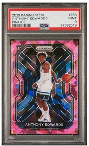 2020-21 Panini Prizm Anthony Edwards #258 Pink Cracked Ice Rookie RC PSA 9 - Bild 1 von 2