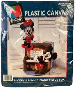 Leisure Arts Kunststoff Leinwand Taschentuch Box Kit Disney Mickey Mouse Minnie Klavier 90er - Bild 1 von 6