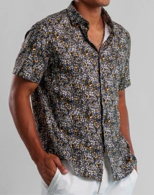 Stone Rose Floral Print Pattern SS Woven Shirt - Image 1 of 4