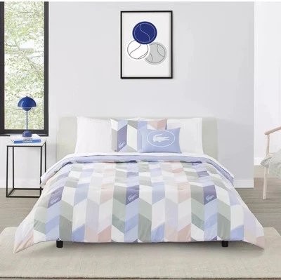 Lacoste Home Beaumont Pink Blue Green Full/Queen Comforter Set & Pillow Set 4Pc - Image 1 of 4