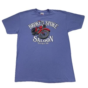Broken Spoke Saloon Sturgis Motorcycle Rally Blue Sz L Single Stitch VTG Hog - Picture 1 of 11