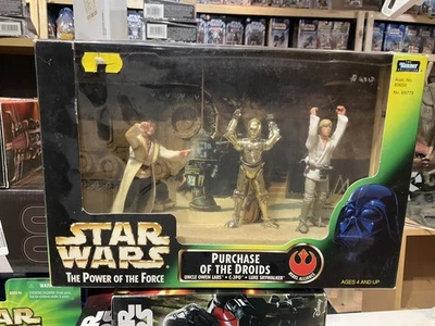 STAR WARS POTF 2 PURCHASE OF THE DROIDS 3 PACK LUKE UNCLE OWEN C3-PO UNOPENED - Image 1 of 2
