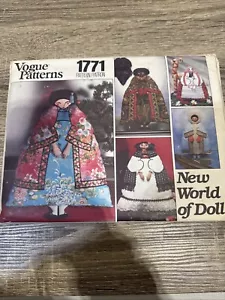 Vtg Vogue Craft Pattern 1771 New World of Dolls Japan Spain Inuit African uncut - Picture 1 of 4