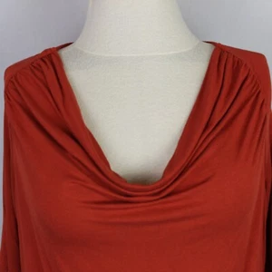 Cato Top Rust Red-Orange Sz XL Short Sleeve Cowl Neck Pullover Blouse - Picture 1 of 8