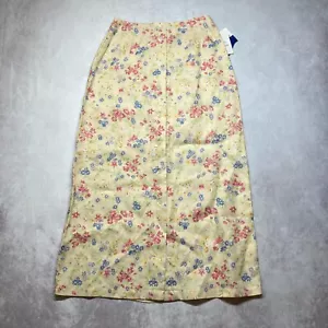Liz Claiborne Floral Linen Skirt Size 4 Button Front Long A-Line Cottagecore - Picture 1 of 12