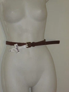 Kooba Women's Brown Leather Stitched Skinny Belt NWT 125 Sz S - Picture 1 of 5