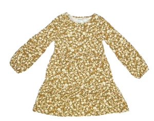 Old Navy Tiered Printed Long Sleeve Dress Yellow Floral Girls L (10/12) - Picture 1 of 12