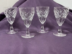 4 x Cut Crystal Sherry /Port Glasses 4” Tall - Picture 1 of 12