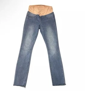 Jeanswest Maternity Jeans Sz 8 Skinny Over Bump Light Wash Blue Raw Hem Stretch - Picture 1 of 7