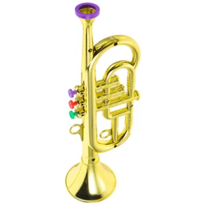 Three Tone Trumpet Toy Musical Instrument Toys Childrens Plastic Play Gold Baby - Picture 1 of 12