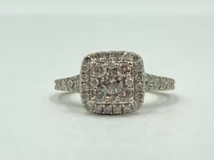 Anillo de compromiso de diamantes para dama 53 diamantes 0,61 quilates T.W. 14K Blanco (EL1091449) - Imagen 1 de 8