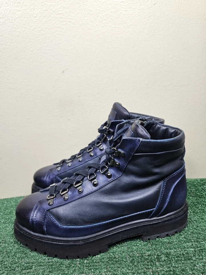 Botas de combate Santoni 2 tonos de cuero negro azul para hombre con cremallera lateral al tobillo talla 7,5 Foto 1 de 4