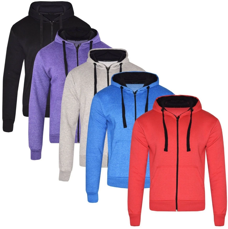 Ladies Womens Plain Zip Up Coloured Fleece Sweatshirt Hoodie Jacket Hooded Top - Image 1 of 1