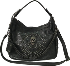 Skull Bag Rivet Shoulder Punk Women Handbag Leather Black Purse Gothic New Style