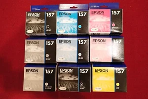Genuine Epson 157 Ink Cartridges Complete Set of 9 - Photo 1/1
