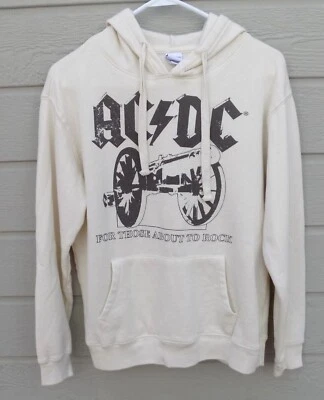 Sudadera/sudadera con capucha marfil talla mediana AC/DC "For Those About To Rock" para mujer Foto 1 de 4