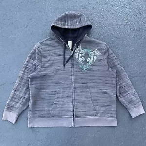Cyber Grunge Sherpa Lined Hoodie Skull Wings Goth Pinkman Faded Glory Adult XXL - Picture 1 of 6