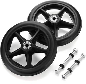 2PCS of 6 Inch Rubber Wheel Replacement Wheelchair Front Wheels Rollator - Picture 1 of 7