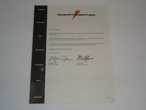 Gatorade Will to Win Athlete Program Michael Jordan Mia Hamm Rare Letter 1990s - Picture 1 of 5
