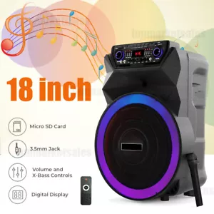 4500W Portable Bluetooth Speaker Rechargeable 18"W/Deep Bass&Wireless Mic FM AUX - Picture 1 of 16
