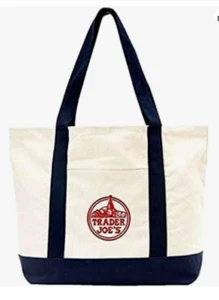 Bolso de Mano Trader Joe's Reutilizable de Lona Eco Bolso de Alta Resistencia Azul Blanco - Imagen 1 de 1