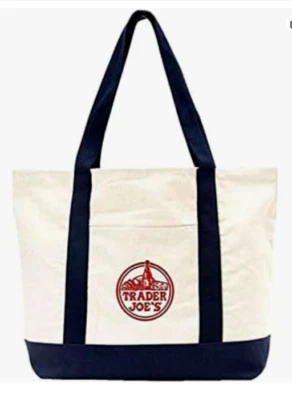 TRADER JOE'S Trader Joe’s Bag Canvas Reusable Heavy Cotton Shopping Navy Large 1 Pack