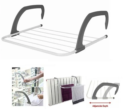Over Radiator Clothes Airer Drying Rack 5 Bars Space-Saving Indoor Drying Foldin - Image 1 of 4