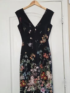 Zara Damen Kleid schwarz knielang elegant geblümt Größe S - Bild 1 von 5