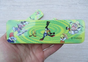 VINTAGE RARE PARKER LOONEY TUNES WARNER BROS 1999 CASE METAL TIN PENCIL PEN BOX - Picture 1 of 6