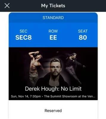 Derek Hough: No Limit - Nov. 14 - 1 Ticket - Image 1 of 2