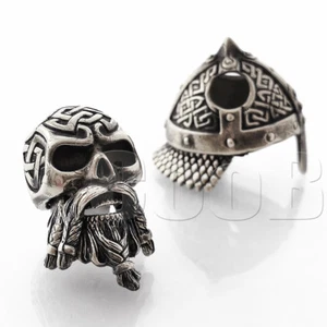 Cuentas de Níquel CooB CRÁNEO DE BARBA CELTA ZOMBIE VIKINGO para Pulsera Paracord - Imagen 1 de 10