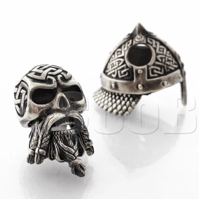 CooB Nickel Bead Beads VIKING ZOMBIE CELTIC BEARDED SKULL for Paracord Bracelet  - Photo 1/4