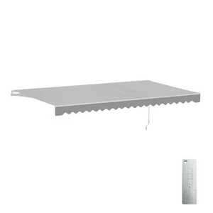 ALEKO Motorized Retractable 20 x 10 ft Home Patio Awning Sunshade Silver Gray - Picture 1 of 13
