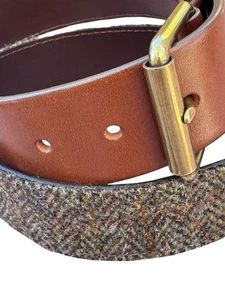 Allen Edmonds Brown Coffee Leather Belt size 34 - Foto 1 di 7