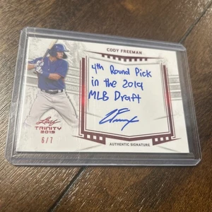 2019 Leaf Trinity CODY FREEMAN Inscription RED 6/7 Foil Auto RC Rangers - Picture 1 of 2