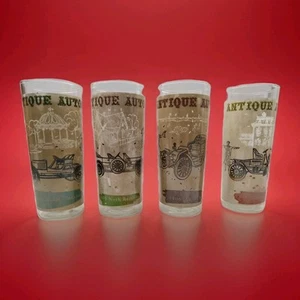 4 vasos promocionales vintage antiguos coches gasolinera 6,5" - Imagen 1 de 12
