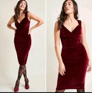 New Rock Steady Velvet Sheath Dress Midi Sleeveless Burgundy 3X - Picture 1 of 10