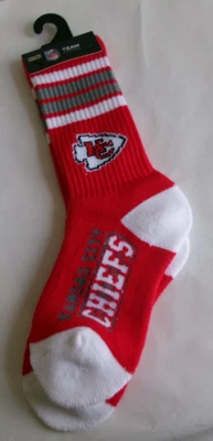 NFL Youth 4 Stripe Deuce Crew Sock Kansas City Chiefs New - Image 1 of 4