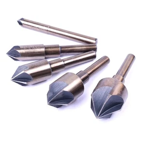 5STK KEGELSENKER-SATZ HSS SENKBOHRER ENTGRATER, ANSENKER SENKER 82° BOHRER SET - Bild 1 von 9