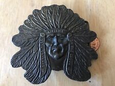 Lewis Buckles USA Native American Indian Chief buckle VGC Heavy Size~85x85mm