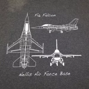 T-SHIRT CHAMPION F16 FALCON NELLIS AIR FORCE BASE AFB MILITARE da uomo M grigia - Foto 1 di 4