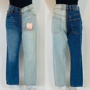 Revice Yin Yang Jeans Size 31 Womens High Rise All Around Zipper Two Tone Blue - Picture 1 of 10