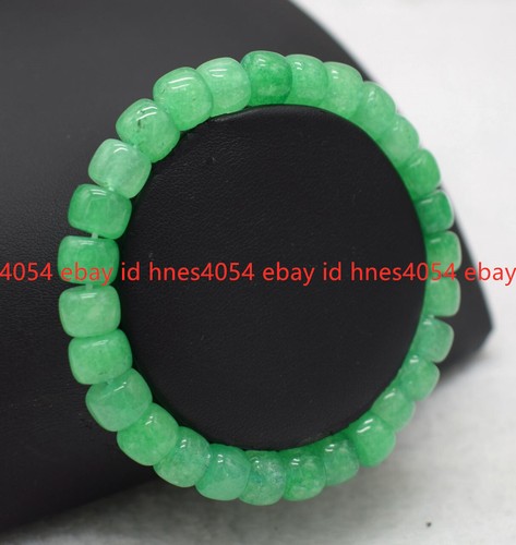 VALENTINO Braccialetto Elastico Fatto a Mano Pietra Preziosa Verde Naturale Giada 7 5 pollici